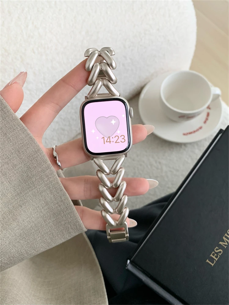 

Ремешок металлический в елочку для Apple Watch 4 5 6 40 44 мм 38 41 42 45 49 мм