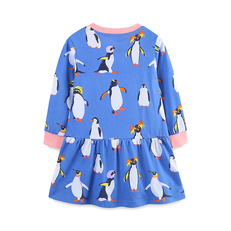 Children's Clothing Kids Clothes 2025 Autumn Spring Girls Long Sleeves Cartoon Penguins Casual Dress Cotton