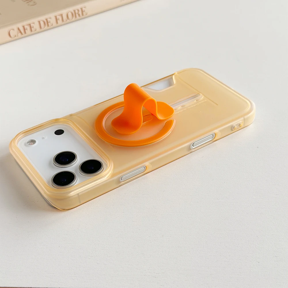 غطاء هاتف مغناطيسي شفاف بتأثير الضباب الجليدي مع ح...