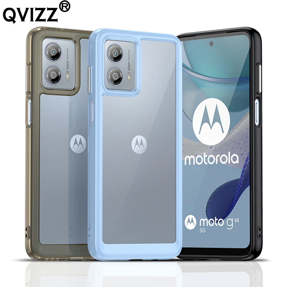 

Luxury Clear Case for Motorola Moto G53 XT2335-2 Ultra-thin Soft Edges Hard Armor Shockproof Phone Cover for MotorolaG53 MotoG53