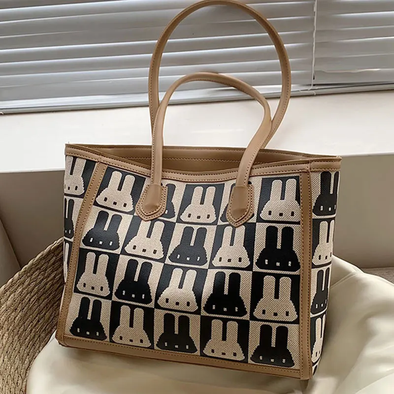 

Large Capacity Womens Casual Shopping Handbag Leather Women Shoulder Bag Vintage Crossbody Bag Messenger Ladies Printed Tote Bag