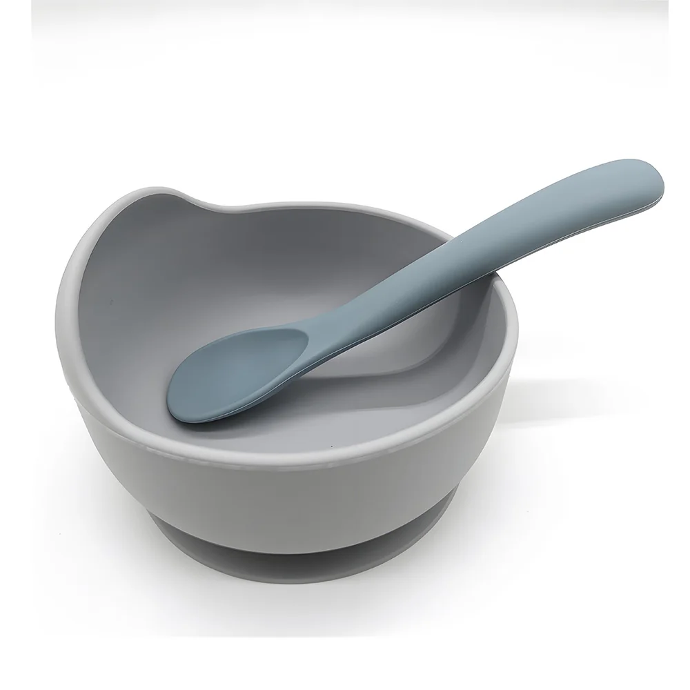 Children's tableware set Silicone bowl and spoon Milk powder bowl Suction bowl