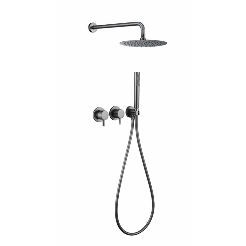 Серый душевой набор для ванной комнаты, латунная насадка Rianfall, роскошный комбинированный настенный Регулируемый смеситель для ванной комнаты Серый душевой набор для ванной комнаты, латунная насадка Rianfall, роскошный комбинированный настенный Регулируемый смеситель для ванной комнаты