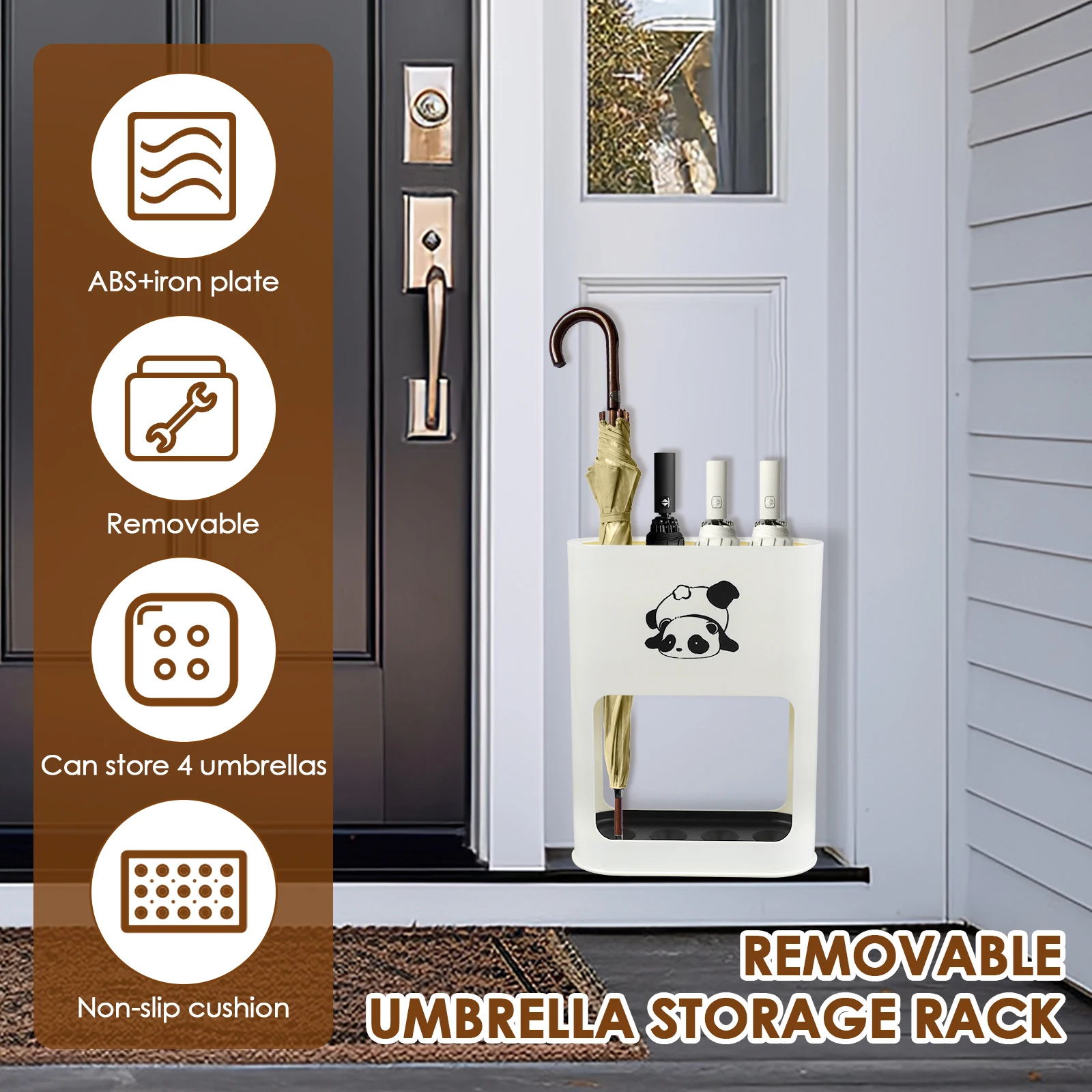 ABS Umbrella Stand Holder with Removable Drip Tray for Indoor Storage