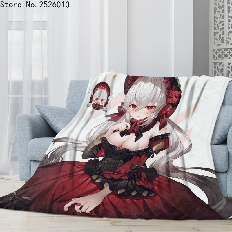 

Shalltear Bloodfallen 3D Printed Plush Flannel Blankets Adult Home Office Sofa Travel Washable Casual Student Flannel Blanket 05