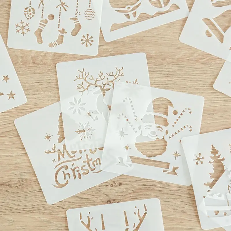 64 Pezzi di Stencil di Natale Allegro, Riutilizzabili odello di Pittura Natalizia Stencil