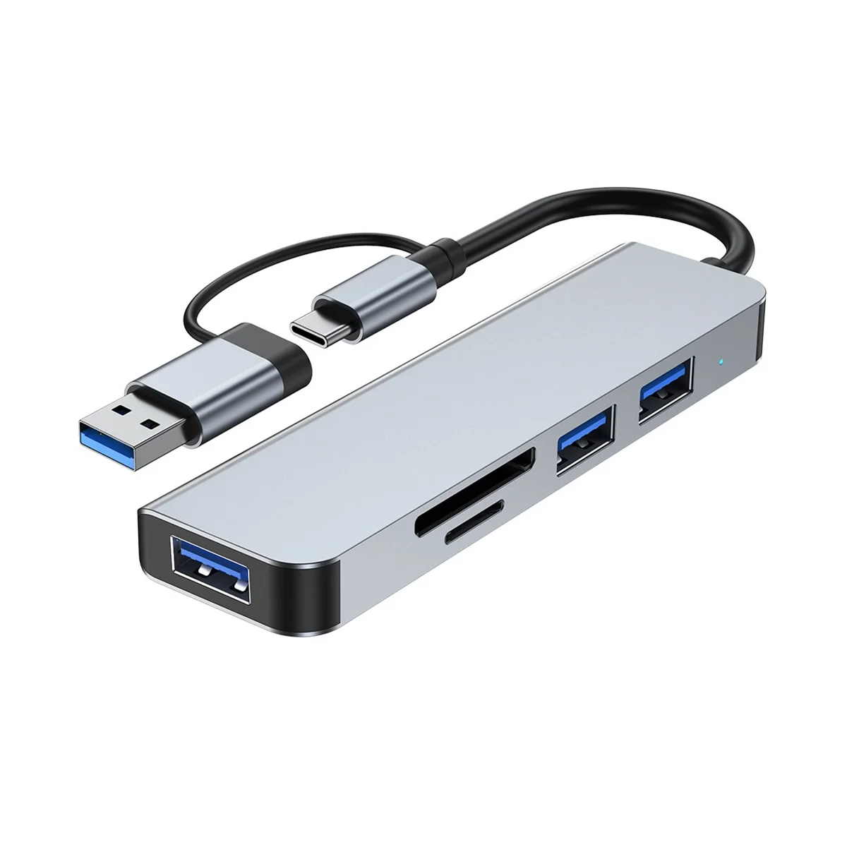 

5 Ports 2-In-1 USB 3.0 HUB Type-C Adapter USB3.0+USB2.0+SD+TF Multi-Port USB Splitter Expander for PC