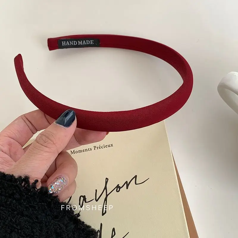 Classic Wine Red Velvet Headband - Plush Thickened Hair Accessory