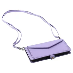 Luxury Crossbody Leather Wallet Case - Premium Phone Cover with Book Style Design for Poco F7 Ultra (Purple - Long rope)