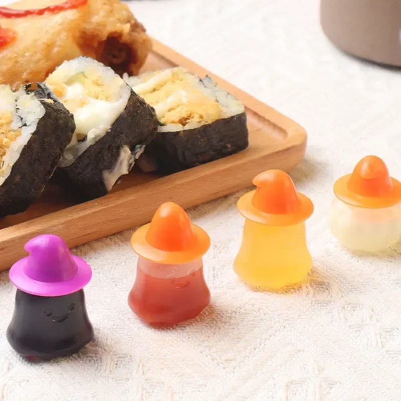 Seasoning Bottle Sauce Bottle Squeeze Bottle Mini Seasoning Sauce Bottle Halloween Pumpkin Ghost Tomato Ketchup Salad Dressing Container Pot for Bento Lunch Box Kitchen Jar