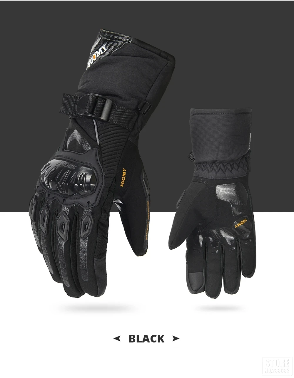 Motorcycle gloves shown on bike