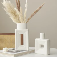 Square Vase Rustic Home Decor Minimalist Nordic Boho Style for Living Room, 1