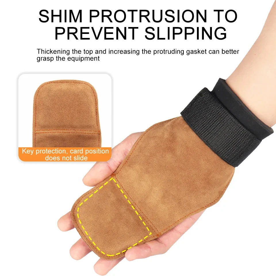 Gym Gloves Weightlifting Belt 1Pcs Cowhide Gym Gloves Anti-Skid Weight Power Belt Lifting Pads Deadlift Belt Workout Crossfit Fitness Gloves Palm Protection
