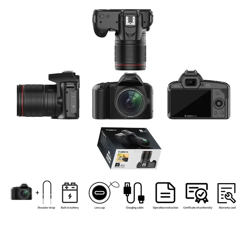 D5 超高画質カメラ 最新のD5デジタルカメラは、64メガピクセル高解像度Wi-Fi 4kデュアル