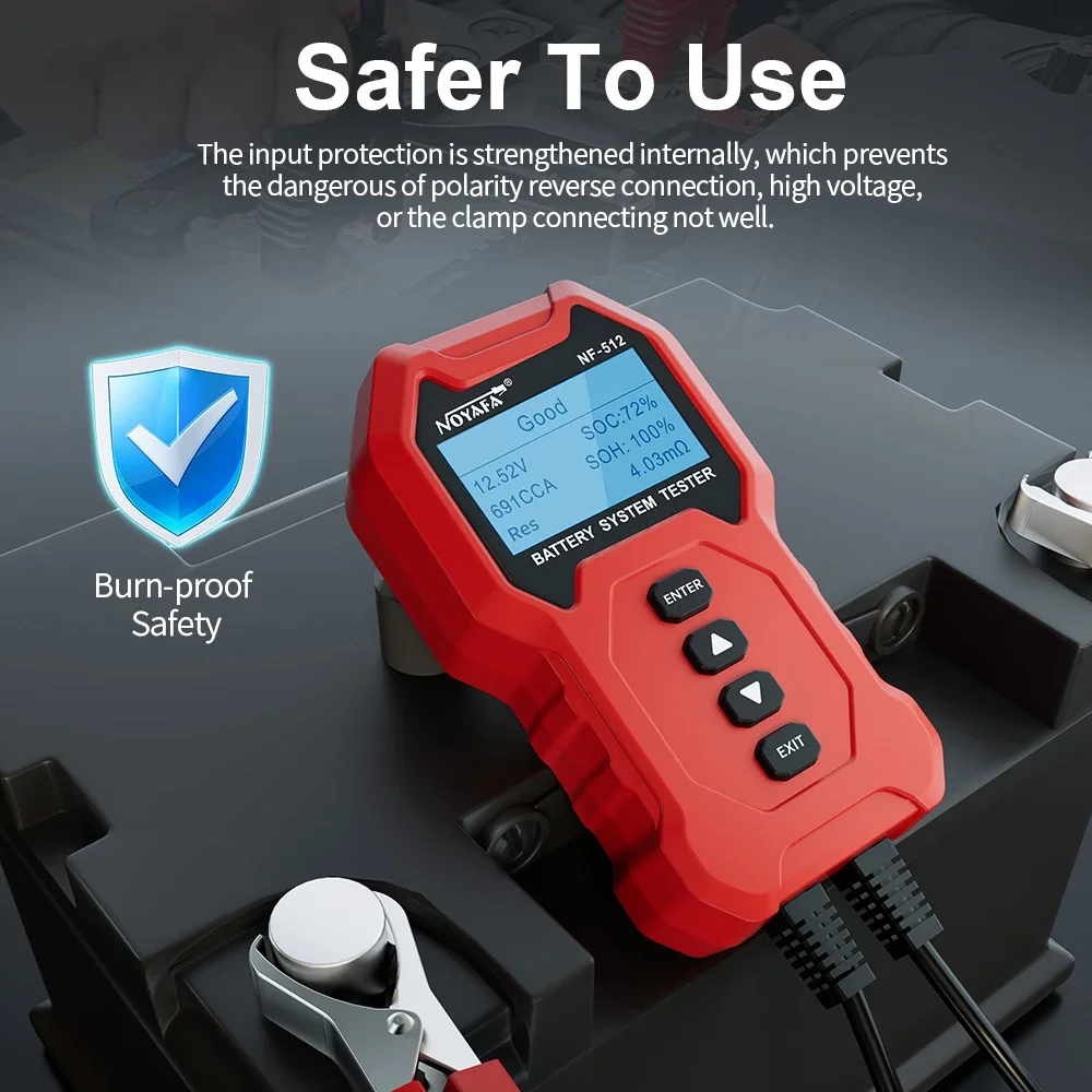 12V 24V Car Battery Tester LCD Digital Vehicle Cranking Charging Scanner Diagnostic Lithium Battery Measurement Analyzer NF-512