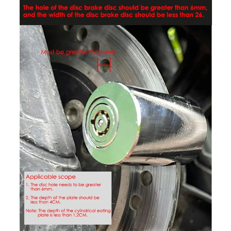 Compact Waterproof Motorcycle and Scooter Anti-Theft Disc Brake Lock