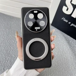 Luxury Soft Armor Leather Case with Magnetic Stand and Metal Lens Protection Cover - Xiaomi 13 Ultra (Black)