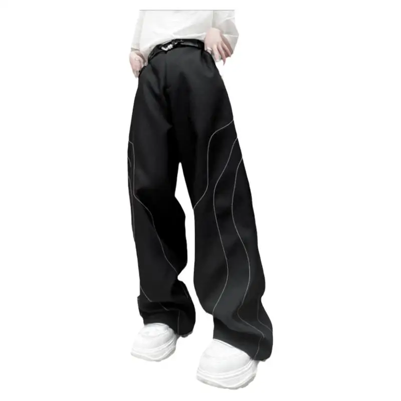 Autumn Fashion Men's Personalized Sewing Design Loose Casual Pants Fashionable Youth Wide Leg Pants Straight Leg