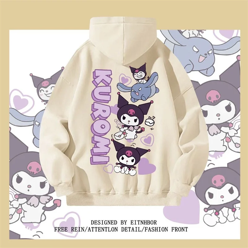 

Sanrio Cartoon Kuromi Print Clothes Harajuku Thin Hoodies Women Long Seeve Pullovers Family Parent-Child Clothing KID Hoodie