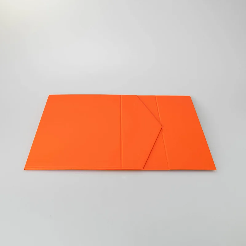 Large Orange Magnetic Folding Rigid Paper Gift Box with Custom Logo Printing, Sturdy Ca... - SKU SCP01733 - UGI Packaging