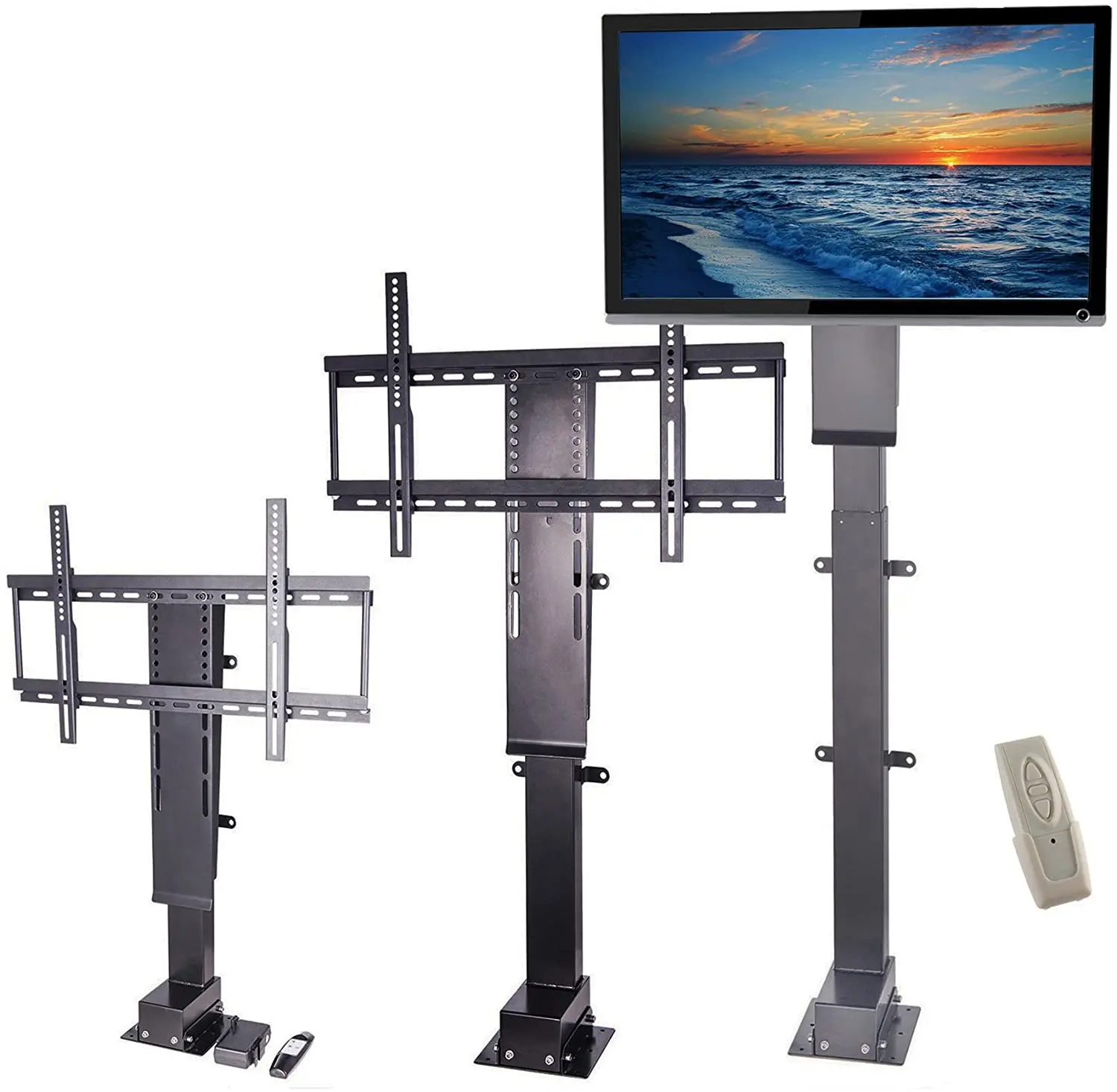 

32-70 inch Stainless Steel Electronic Height Adjustable Motorized Mobile Lift TV Stand ceiling tv bracket