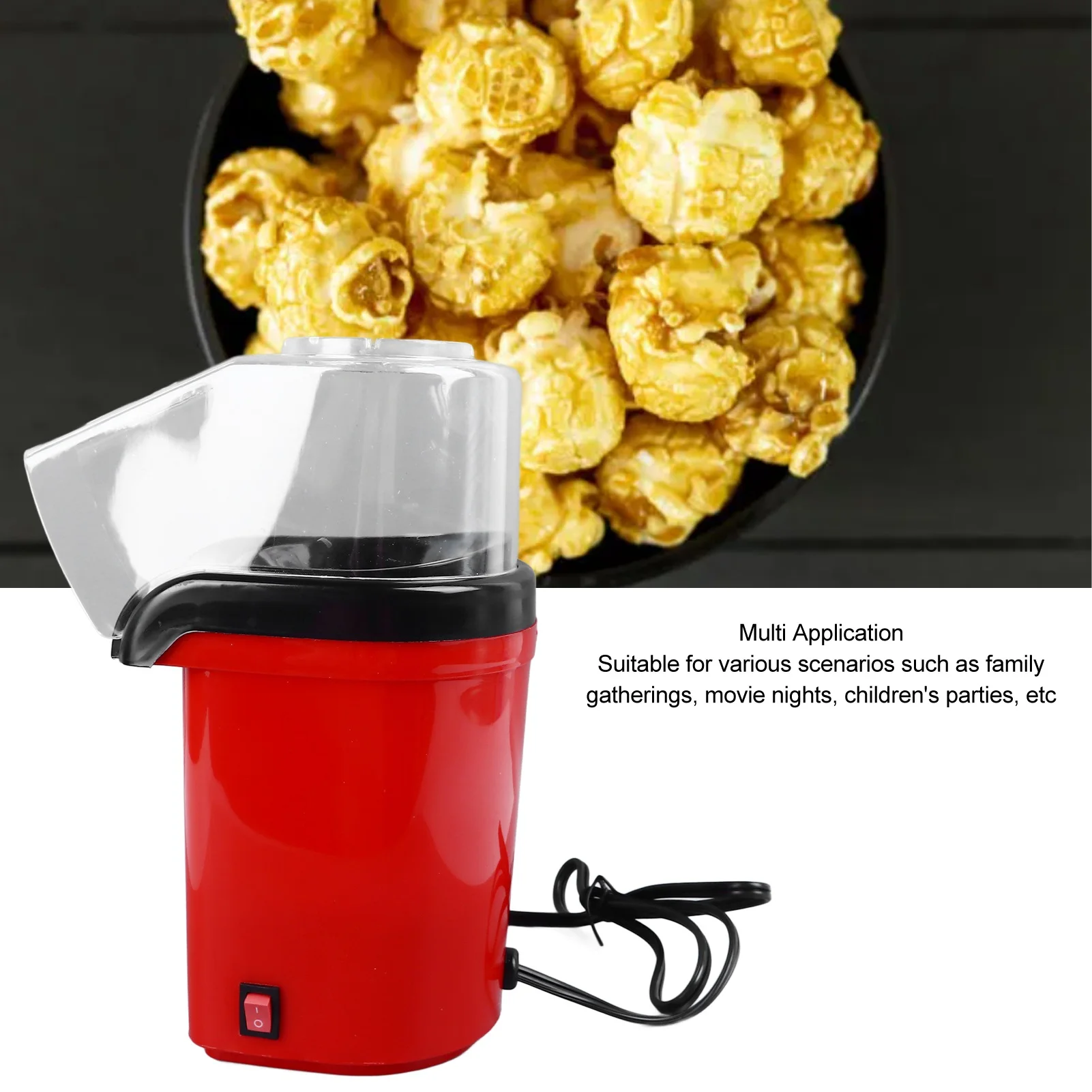 Electric Popcorn Machine Electric Popcorn Maker Detachable Efficient Small Hot Air Popcorn Machine for Home Party US Plug 110V 4