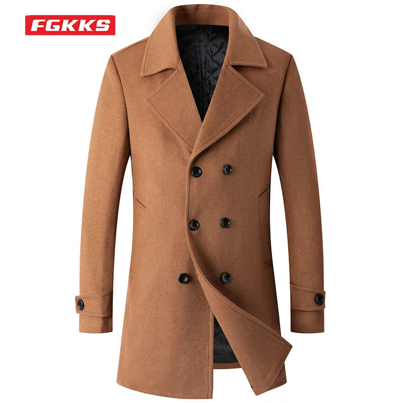 

FGKKS 2022 Men's Winter Wool Coat Winter New Warm Thickened Trendy Jacket High-Quality Design Fashion Winter Wool Coat Men