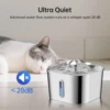 2.2L Automatic Cat Fountain Stainless Steel Pet Water Dispenser Silent Water Pump Circulation Filtering Visual Window 3
