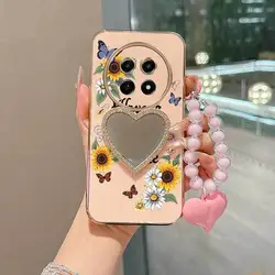 Butterfly Around Flowers Phone Case Set with Lanyard and Stand for Realme 12 (Pink)