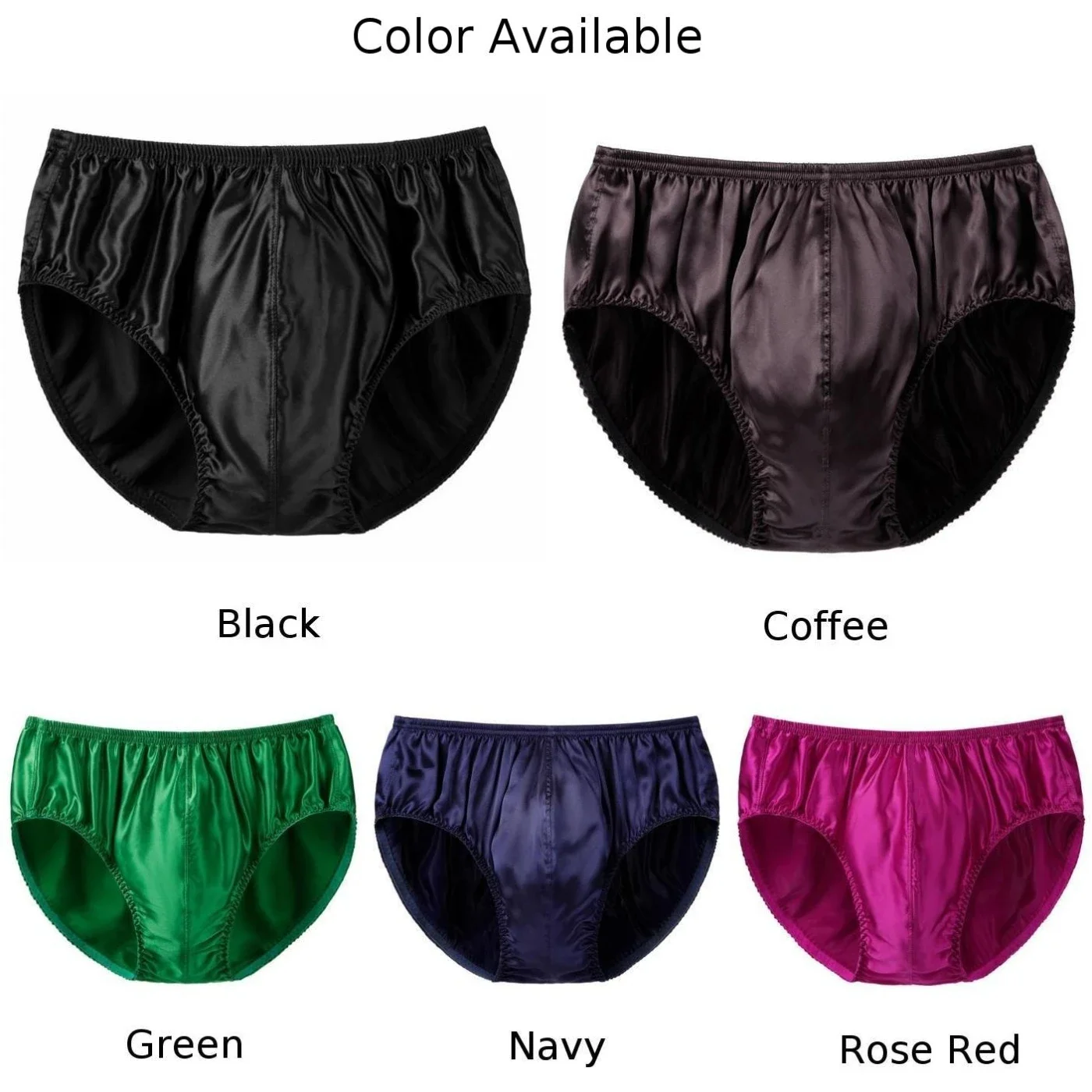 Mens Silk Underwear  Middle Waist Bikinis Glossy Bottoms Briefs Panties Lingerie U Convex Pouch Briefs Loungewear - 5