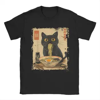 Cute Anime Ramen Cat T-Shirt for Women - Novel Round Neck Short Sleeve T-Shirt Gift Clothing Graphic T Shirts Summer Streetwear 1