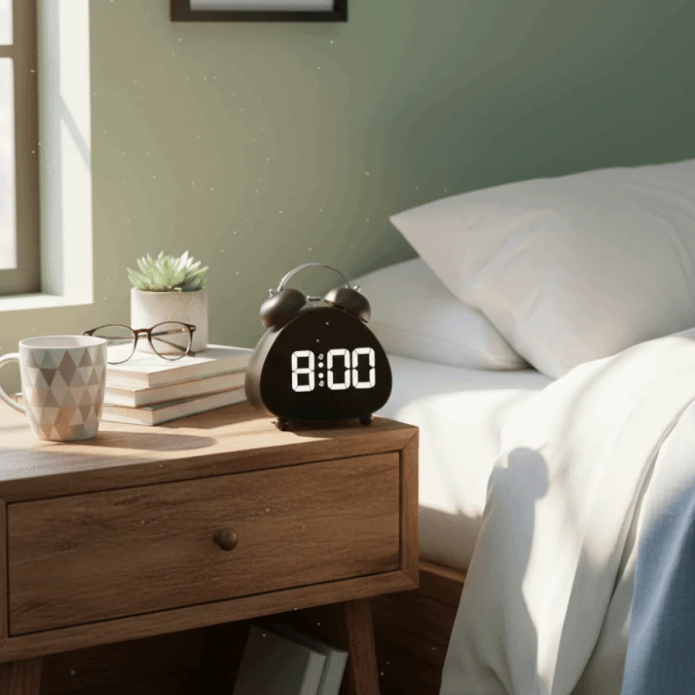 LED Electronic Display LED Clock Super Loud Sound Mechanical Ringing Digital Alarm Clock Plastic Vintage Tabletop Clock Bedroom