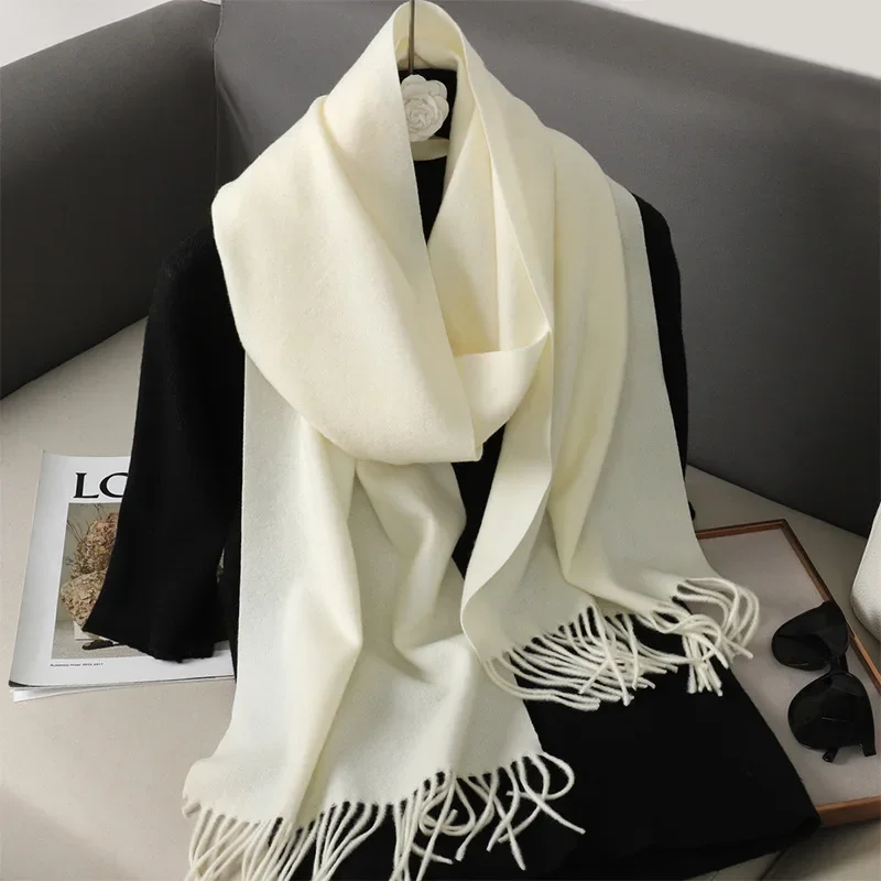 Solid Color Women's Winter Scarf, Warm and Thick Cashmere Shawl, Outdoor Fashion, Luxury, Windproof  Design, Convenient