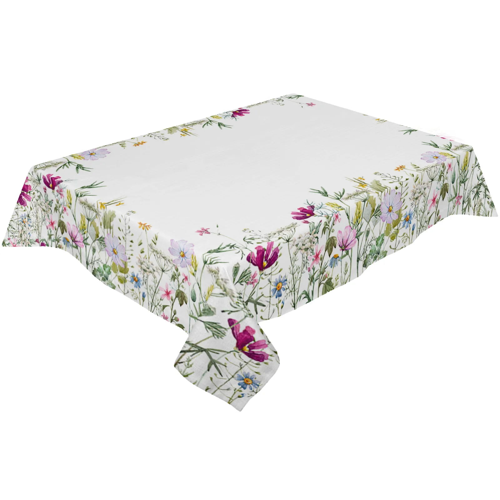 

Farm Wildflower Plant Flower Waterproof Tablecloth Rectangular Table Cloth Dining Coffee Table Cover Kitchen Decor