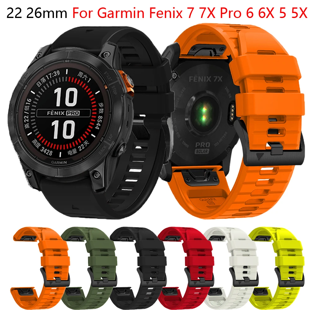 Cinturino 22 26Mm Per Garmin Fenix 7 7X Pro 6 6X 5 5X Plus Cinturino In Silicone Per Cinturino Garmin Epix Gen 2 Quickfit