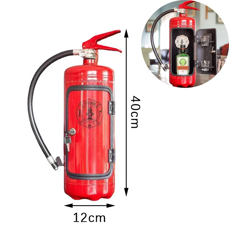 Fire Extinguisher Shape Wine Box Ornaments Mini Bar Wine Cabinet Crafts Decoration Champagne Liquor Storage Box Fireman's Gifts
