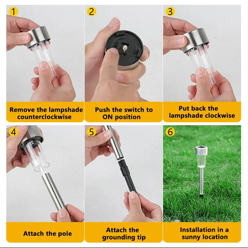 Outdoor Solar Light Solar Stainless Steel Small Tube Light Outdoor Waterproof Landscape lighting Lawn Light Garden Lawn Decorati 6