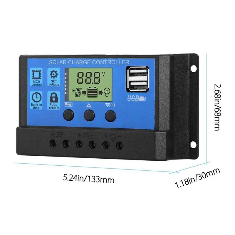 EESBAO 10-100A Automatic Solar Charge Controller with LCD Display & Dual USB Ports - High Efficiency Regulator for Solar Panels