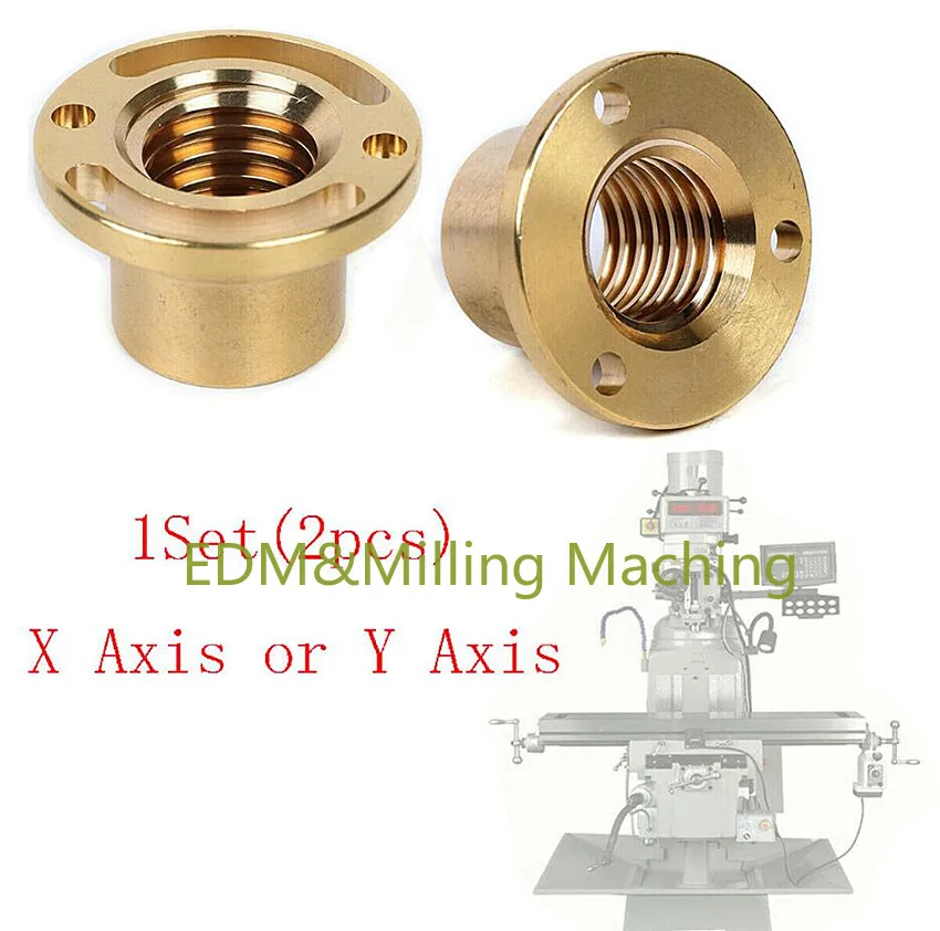 

2PCS/Set CNC Milling Machine Part Longitudinal Brass Feed Nut X/Y Axis For Bridgeport Mill Tool
