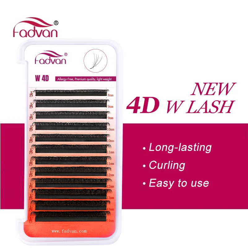 FADVAN 4D W-Form, leicht zu verschönernde Wimpernverlängerung, C/D-Locken, vorgefertigte Volumenfächer, weicher Stil, natürliche falsche Wimpern aus Nerz