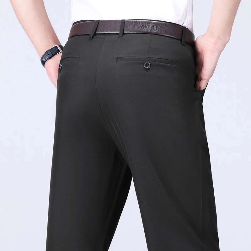 Casual Pants Male Stretch Solid Black Smart Men's Trousers Office Quick Dry Suit Pants New Spring Autumn Korean Straight