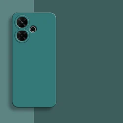 Liquid Silicone Shockproof Protective Bumper Case - 6.79 inch for Redmi 13 4G (BlackGreen)