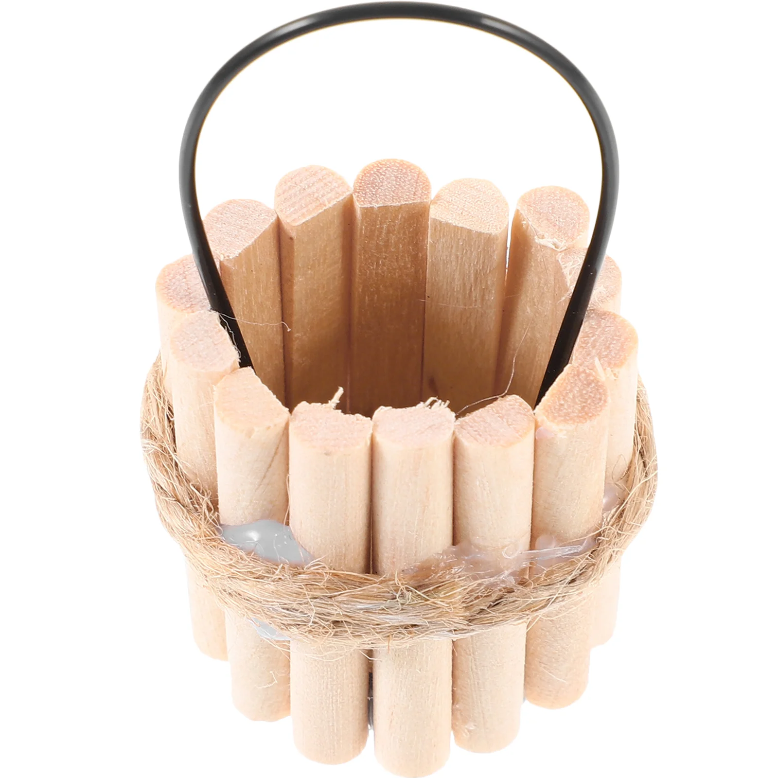 

Mini Barrel Micro Landscape Barrel Ornament Miniature Wood Bucket Mini House Water Bucket