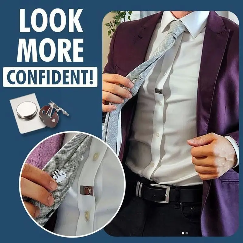 

Steel Magnetic Invisible Tie Clip Automatically Fixed Metal Shirt Tie Clips Creative Jewelry For Men Accessories Gifts L3F7