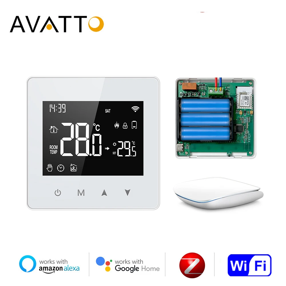AVATTO Tuya WiFi Zigbee termostato Smart Home regolatore di temperatura  alimentato a batteria per caldaia a Gas funziona con Alexa Google Home