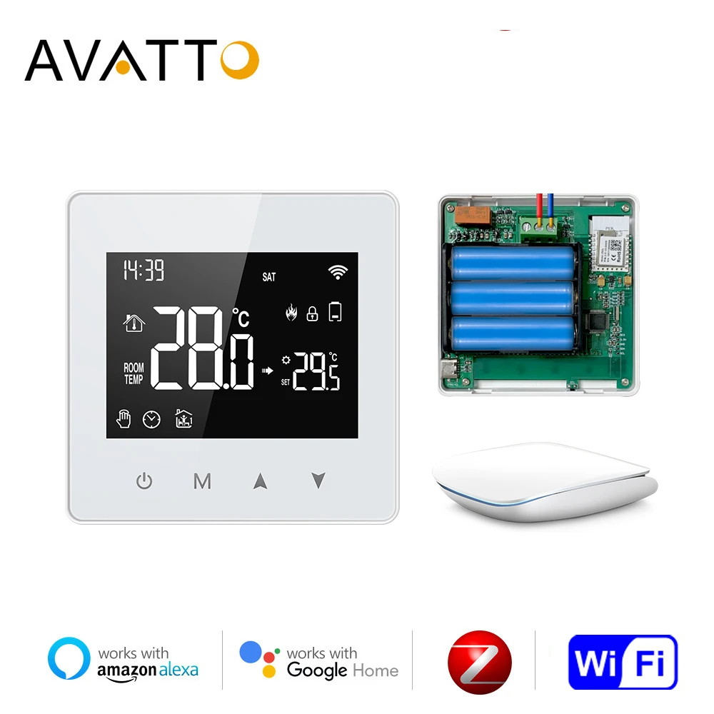 Avatto-tuya Wifi Zigbee Smart Home Termostato Controlador de Temperatura Alimentado por Bateria Caldeira a Gás Funciona com Alexa e Google Home