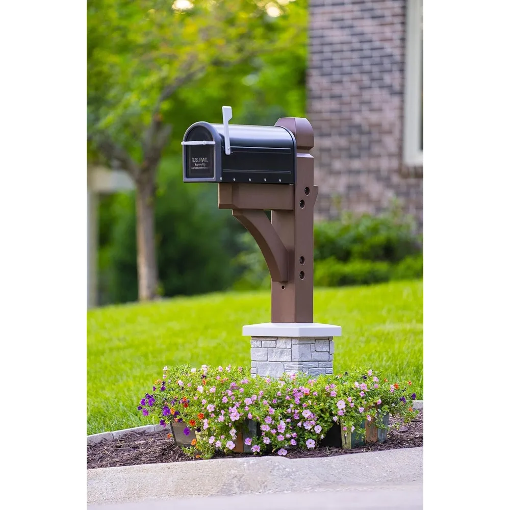 Premium Mailbox Post Set Cross-Arm Classic Coffee（Post box not included） 4
