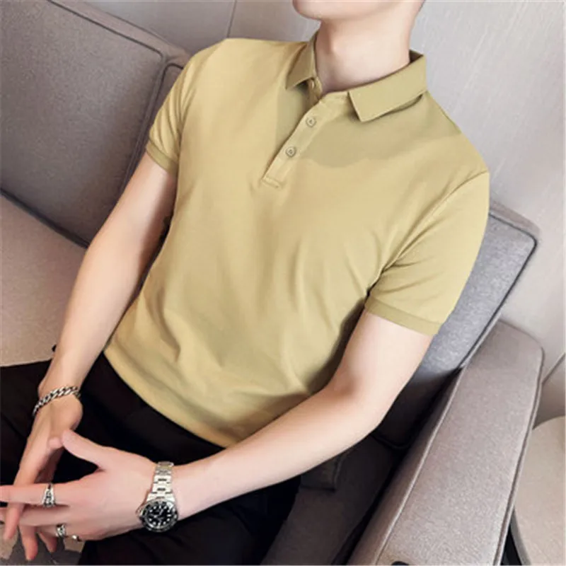 

7 цветов, рубашки и блузки, шорты, футболки поло, летняя Дизайнерская футболка с короткими рукавами, Мужская одежда, однотонная Корейская одежда для гольфа