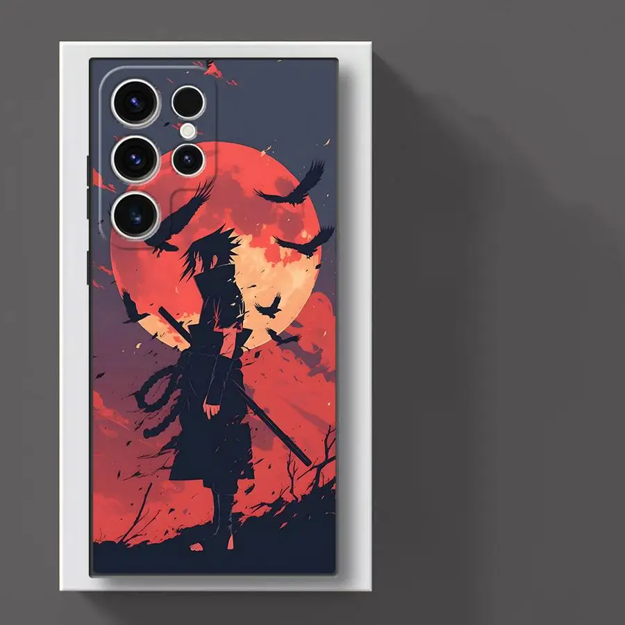 Black Soft Phone Cover Case with Handsome Red Uchiha Itachi Design