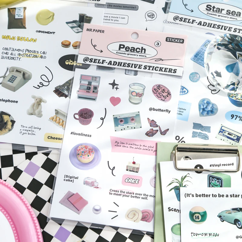 

12packs/LOT Cosmic grocery store series fresh creative decoration DIY art paper stickers